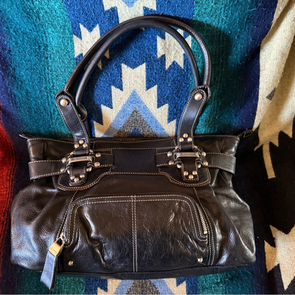 B Makowsky Soft Black Leather Bag